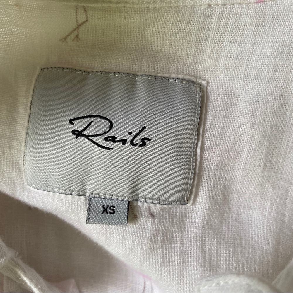 Rails Whitney Flamingo Print Linen Blend Shirt XS - Picture 6 of 8